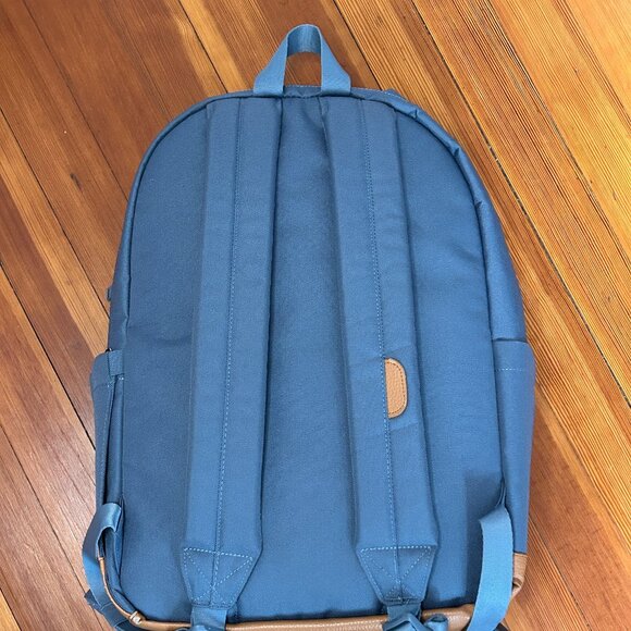Herschel Backpack Blue w/ Tan Faux Leather Base – Good Condition - Picture 2 of 10